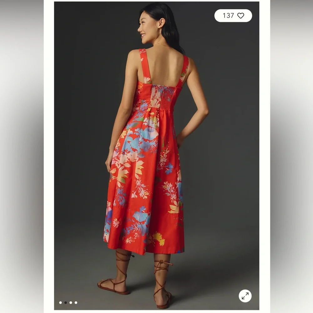 By Anthropologie Seamed Sweetheart Midi Dress - Picture 4 of 4